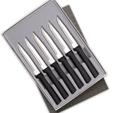 Rada 6 Piece Serrated Steak Knives Set with Gift Box, Black Handles