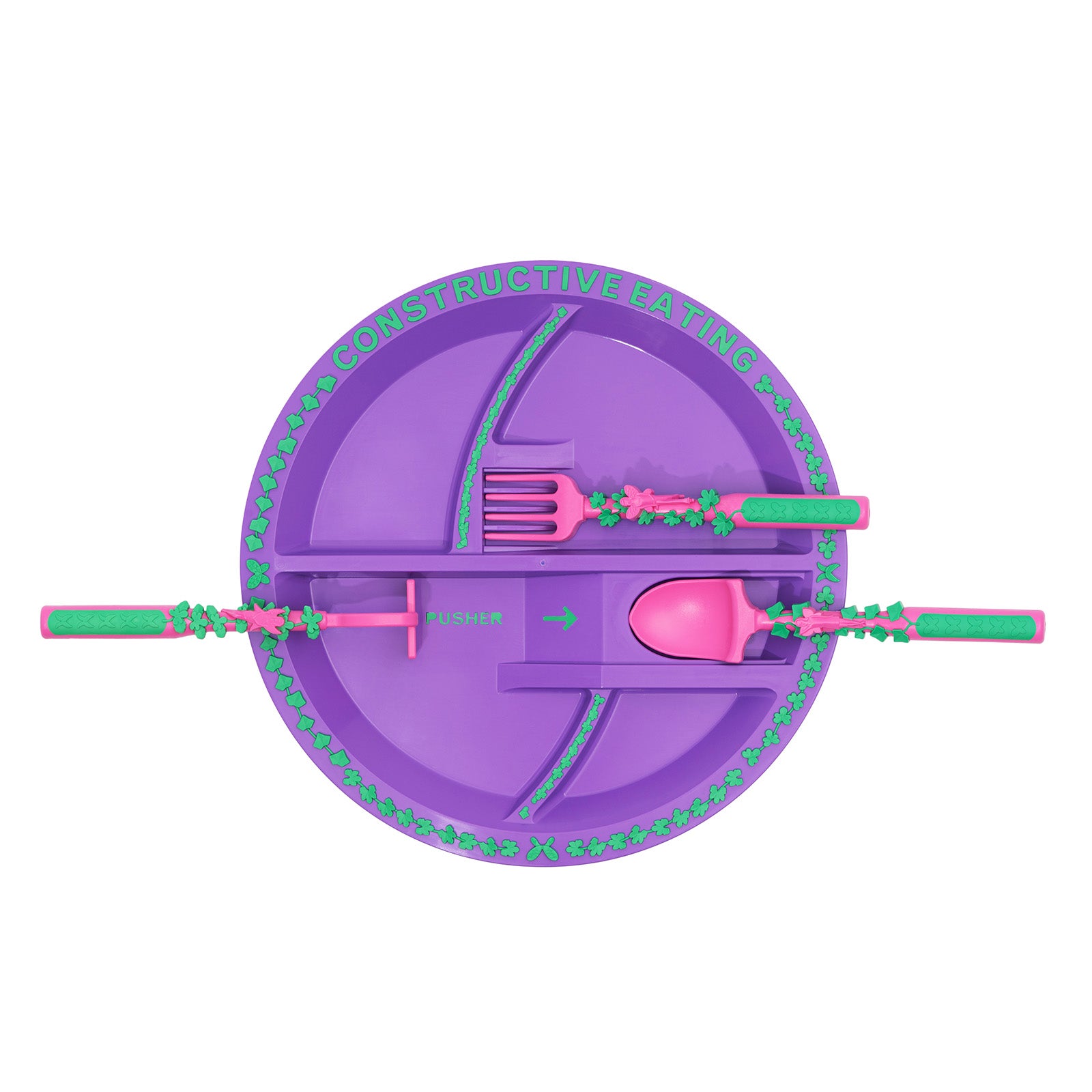 Constructive Eating Garden Fairy Utensil and Divided Plate Set for Kids and Toddlers