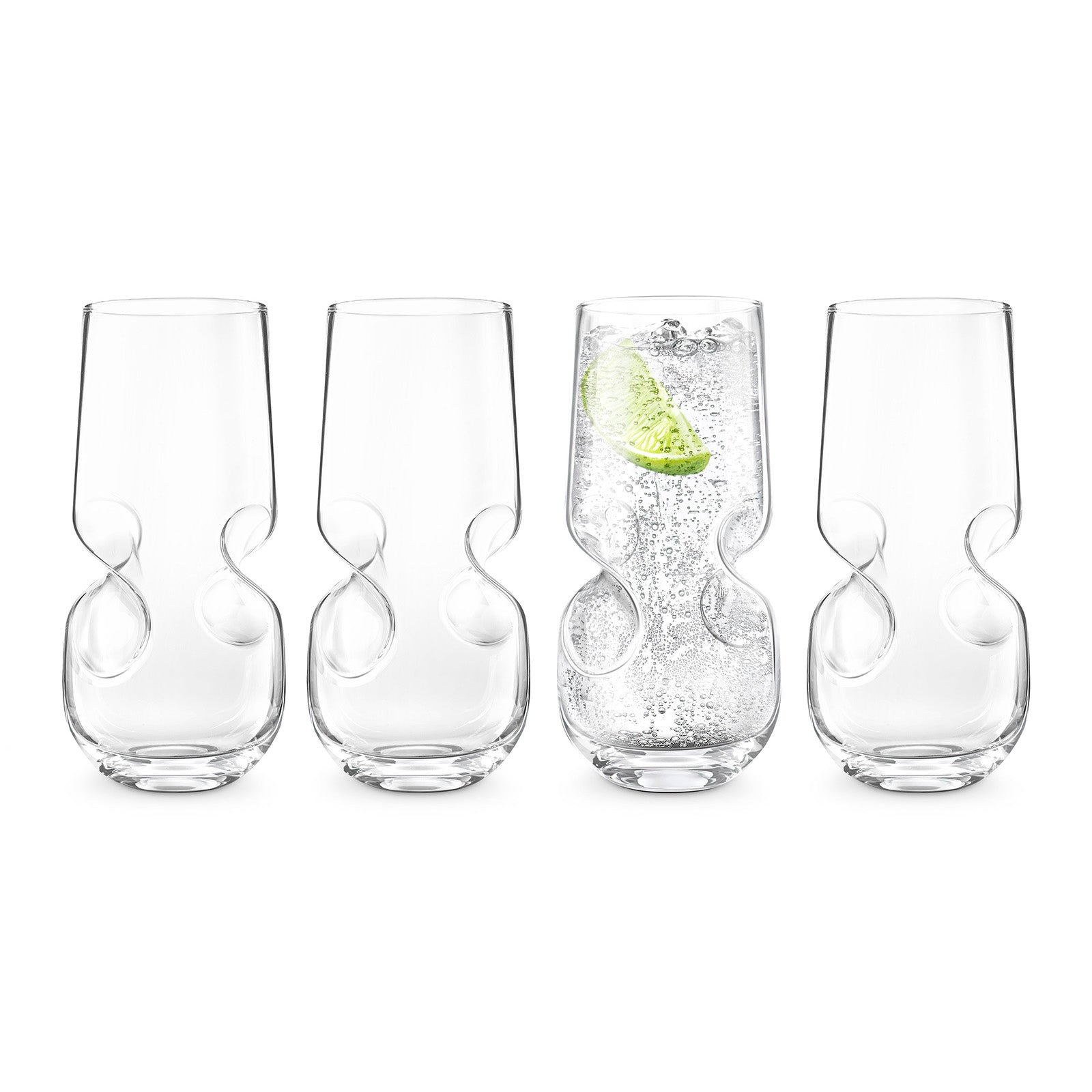 Final Touch Bubbles Seltzer / Bubbly Beverage Glasses - Set of 4 - 17 oz (500 ml)