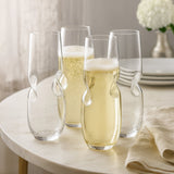 Final Touch Bubbles Sparkling Wine / Champagne Stemless Glasses - Set of 4