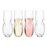 Final Touch Bubbles Sparkling Wine / Champagne Stemless Glasses - Set of 4