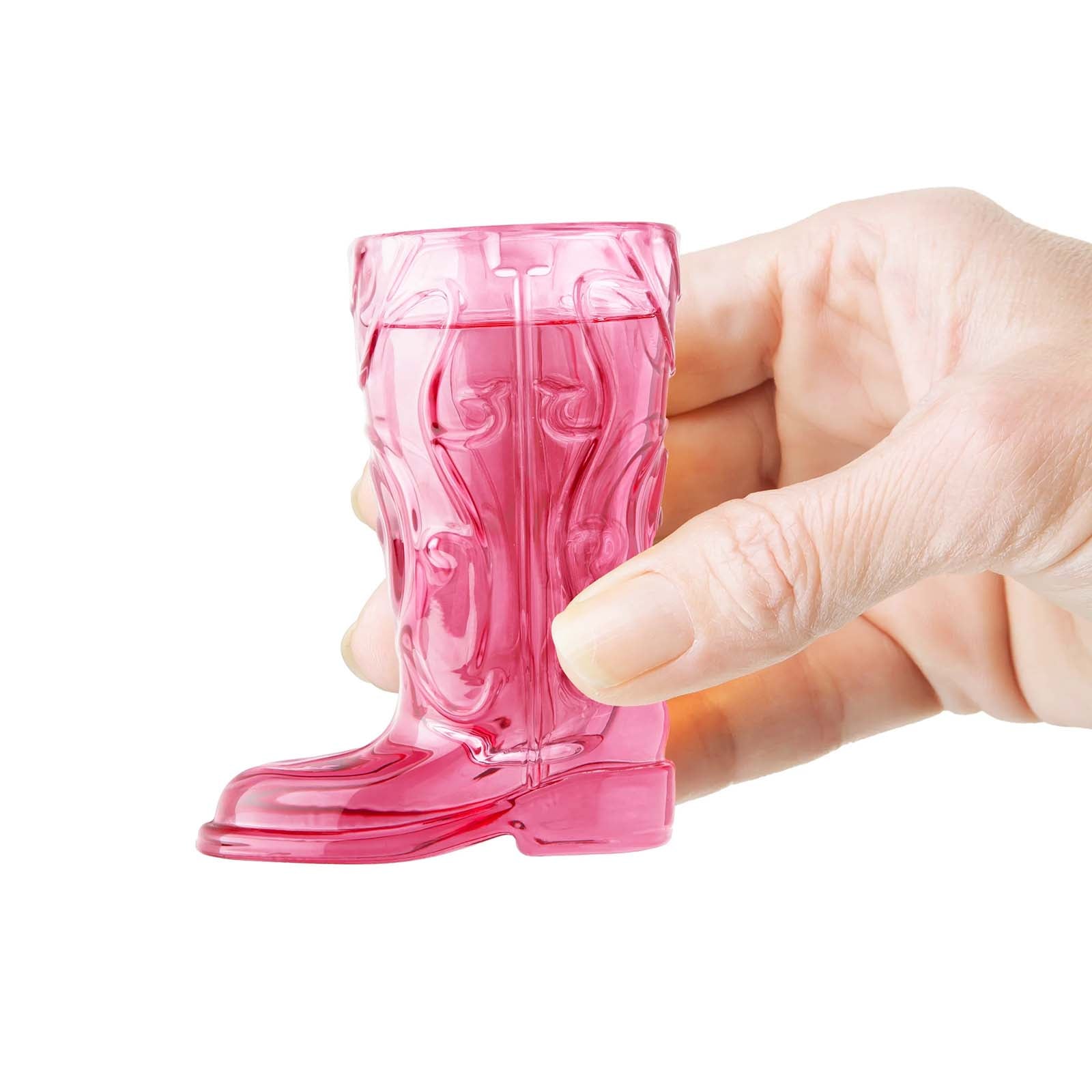 Final Touch Wild West Cowboy Boot Shotglass Set with Horseshoe Shaped Serving Tray, Pink