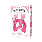 Final Touch Wild West Cowboy Boot Shotglass Set with Horseshoe Shaped Serving Tray, Pink