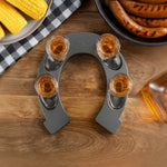 Final Touch Wild West Cowboy Boot Shotglass Set with Horseshoe Shaped Serving Tray