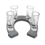 Final Touch Wild West Cowboy Boot Shotglass Set with Horseshoe Shaped Serving Tray