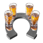 Final Touch Wild West Cowboy Boot Shotglass Set with Horseshoe Shaped Serving Tray