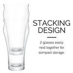 Final Touch Brewhouse Beer Glass - Set of 4 - 17 oz (500 ml)
