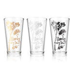 Final Touch Bloody Mary Time Cocktail Glasses, Set of 3, Gold, Silver & Black