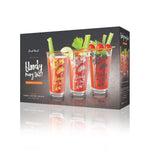 Final Touch Bloody Mary Time Cocktail Glasses, Set of 3, Gold, Silver & Black
