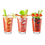 Final Touch Bloody Mary Time Cocktail Glasses, Set of 3, Gold, Silver & Black