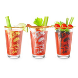 Final Touch Bloody Mary Time Cocktail Glasses, Set of 3, Gold, Silver & Black