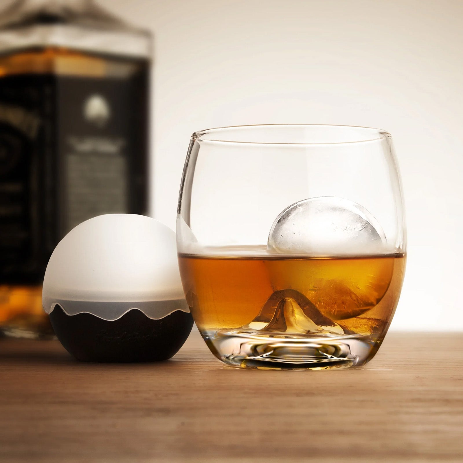 Final Touch On The Rock Glass with Ice Ball Mould, 8 oz, Glass & Silicone