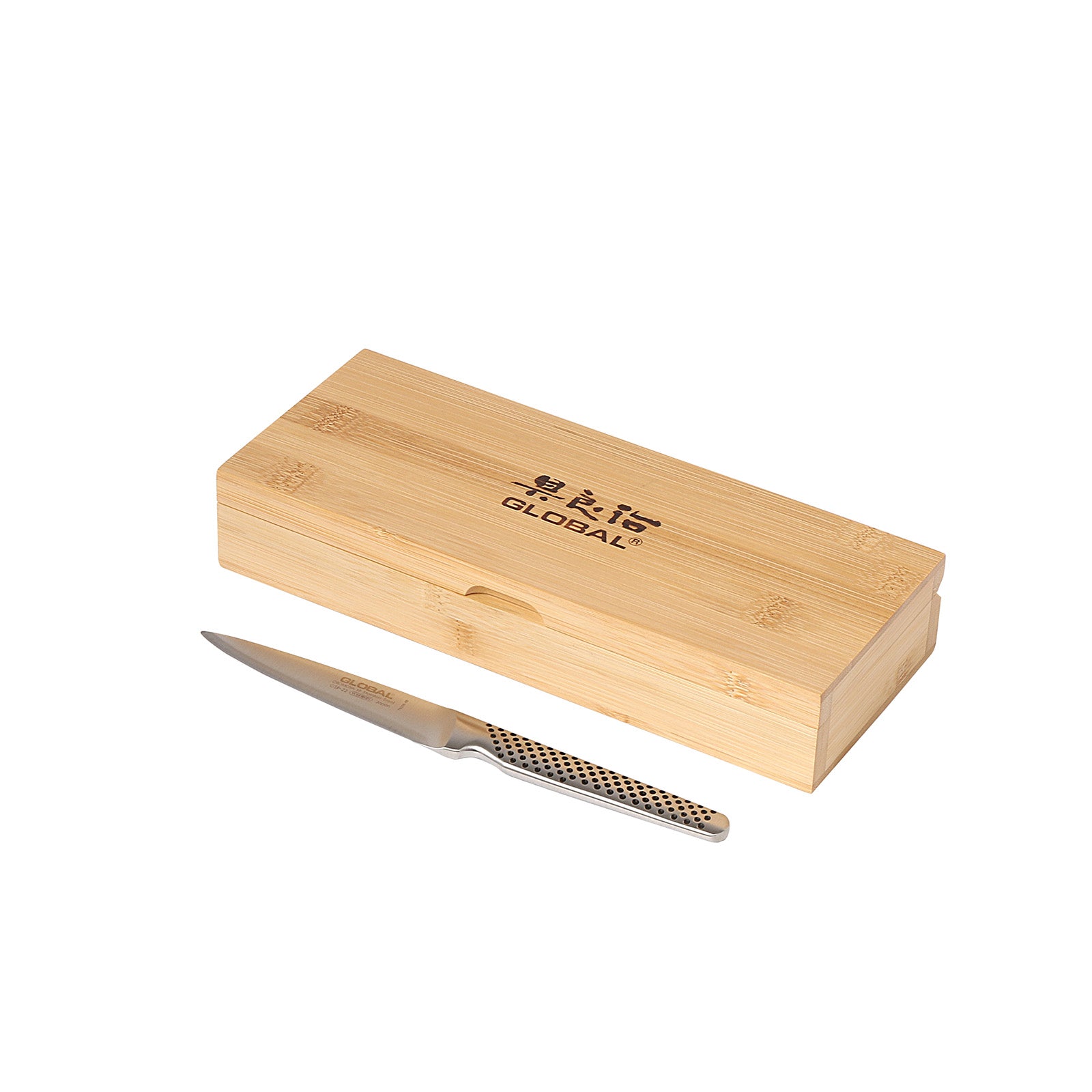 Global 4-Piece Steak Knife Set with Bamboo Box