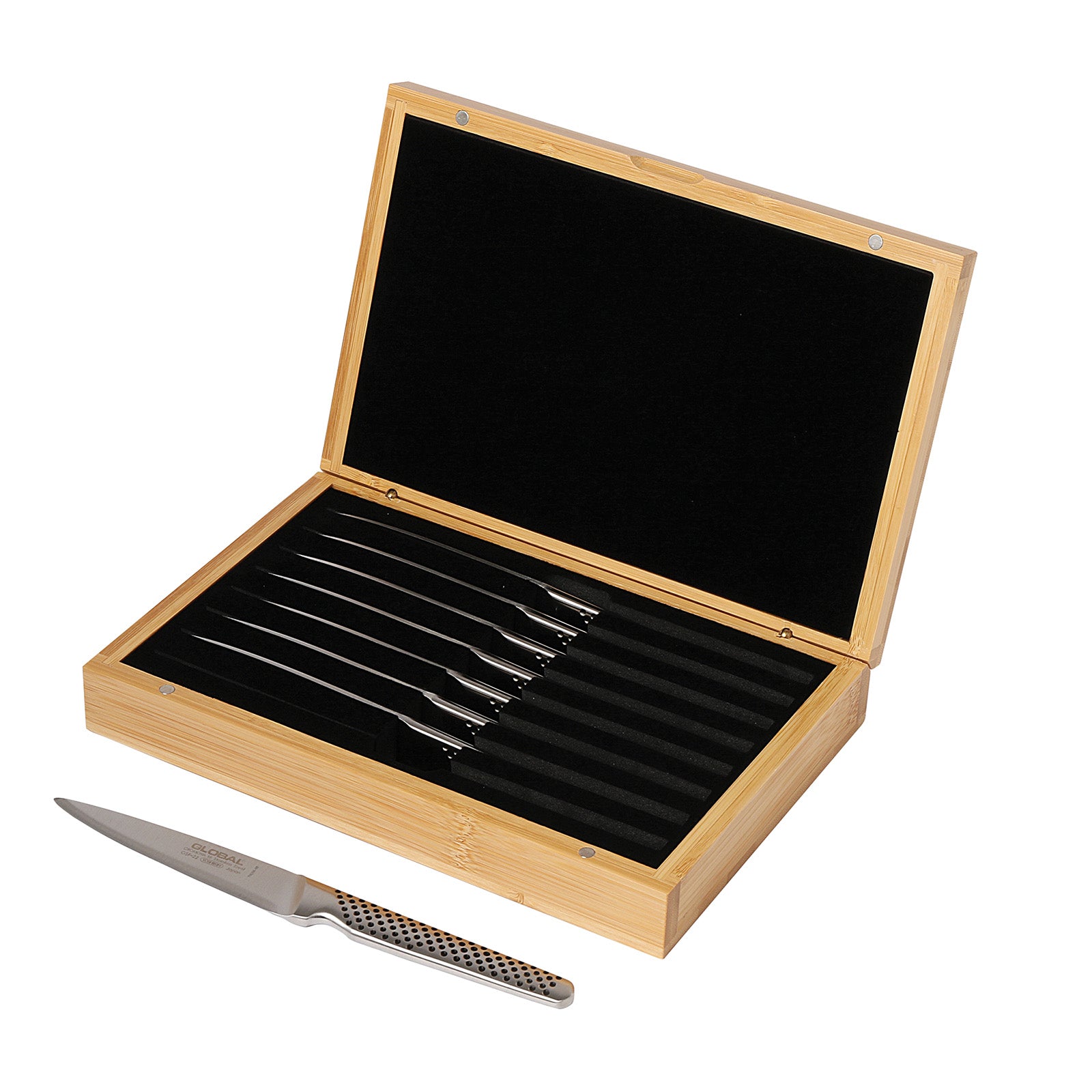Global 8-Piece Steak Knife Set with Bamboo Box