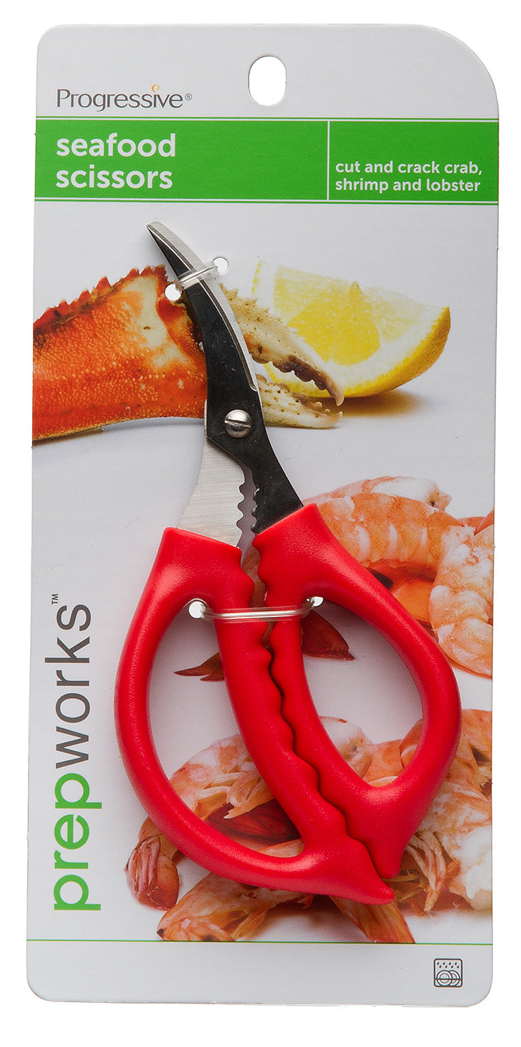Progressive Seafood Scissors – Shellfish Shears with Curved Stainless Steel Blades and Soft Grip Handle