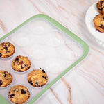 Henning Lee Look and Cook Clear Silicone 12-Cup Muffin Pan, Moss