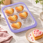 Henning Lee Look & Cook Silicone 6-Cup HeartShape Baking Pan, Purple