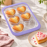 Henning Lee Look & Cook Silicone 6-Cup HeartShape Baking Pan, Purple