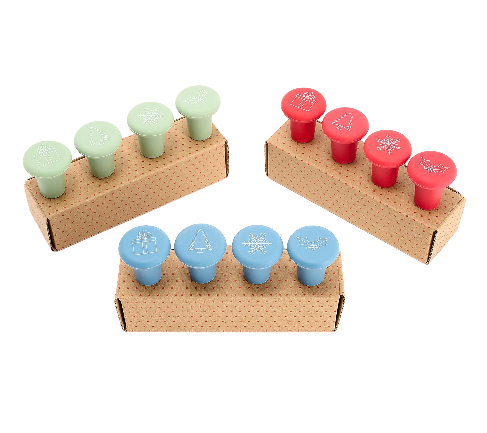 Henning Lee Set of 3 4 Piece Bottle Stoppers W/ Gift Boxes