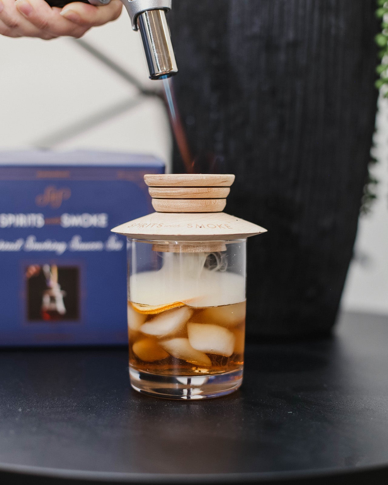 Spirits with Smoke Smoking Saucer Set - 1 Maple Wood Saucer, 3 Wood Chips for Cocktail Smoker & 4 Coasters