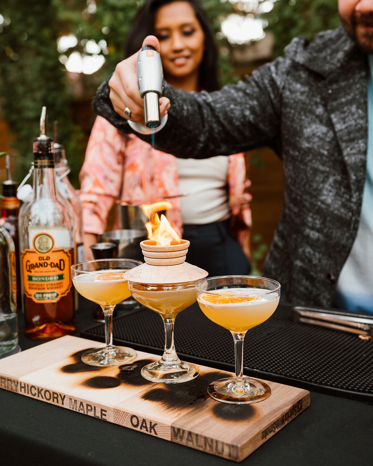 Spirits with Smoke Smoking Saucer Set - 1 Maple Wood Saucer, 3 Wood Chips for Cocktail Smoker & 4 Coasters