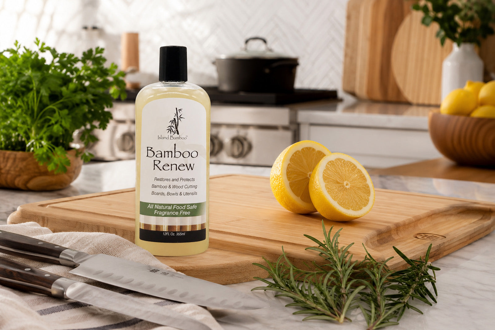 Island Bamboo Renew Natural Bamboo Protector for Cutting Boards, 12 Ounce