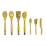 Island Bamboo Pakkawood 7 Piece Cooking and Serving Utensil Set, Spatula, Spoon, Spurtle, Lemon
