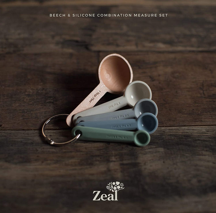 ZEAL Perfect Measure Silicone Measuring Spoons, Set of 5, Coastal