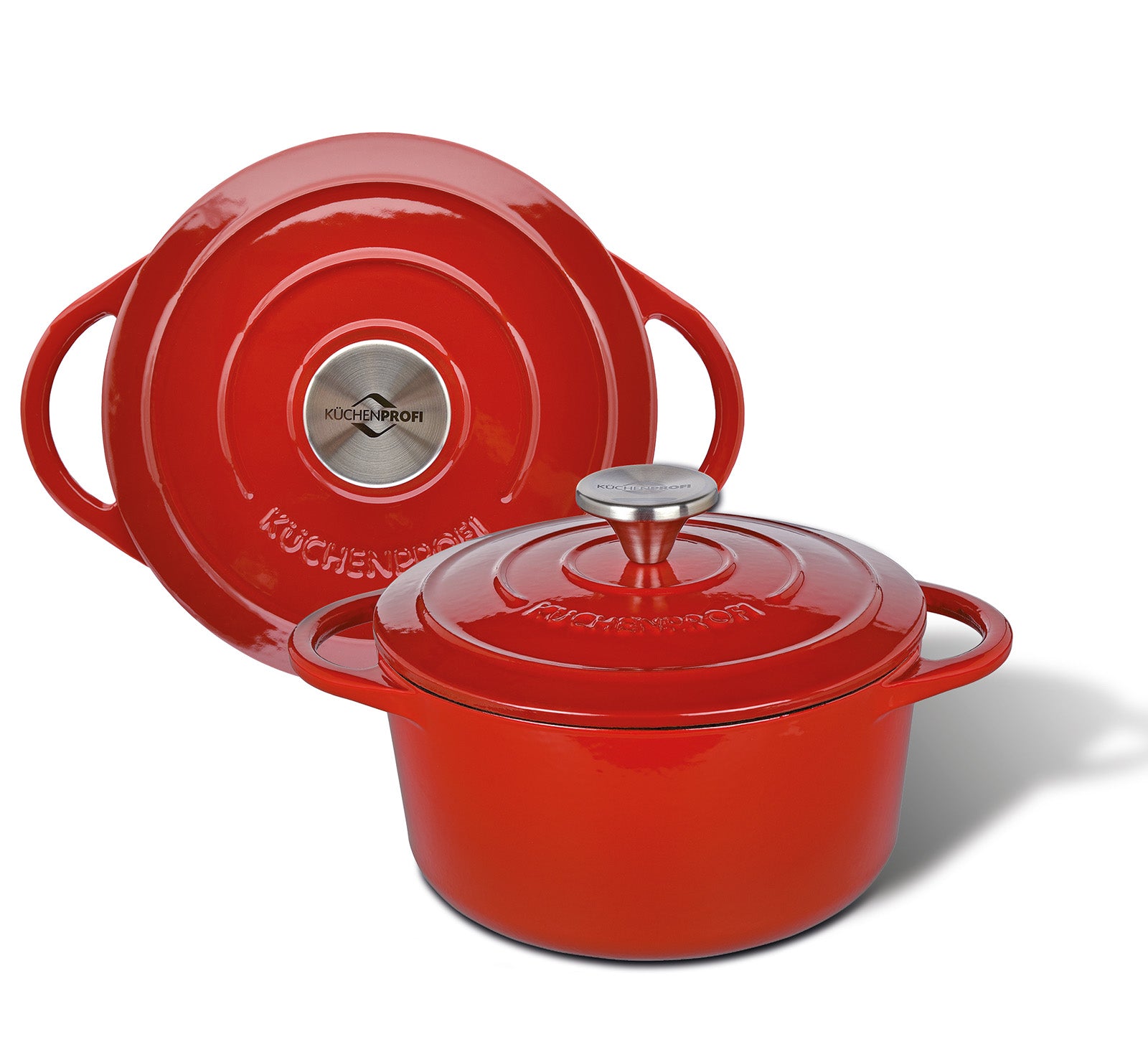 Kuchenprofi Provence Enameled Cast Iron Round Dutch Oven, 11" dia., 7 qt, Classic Red