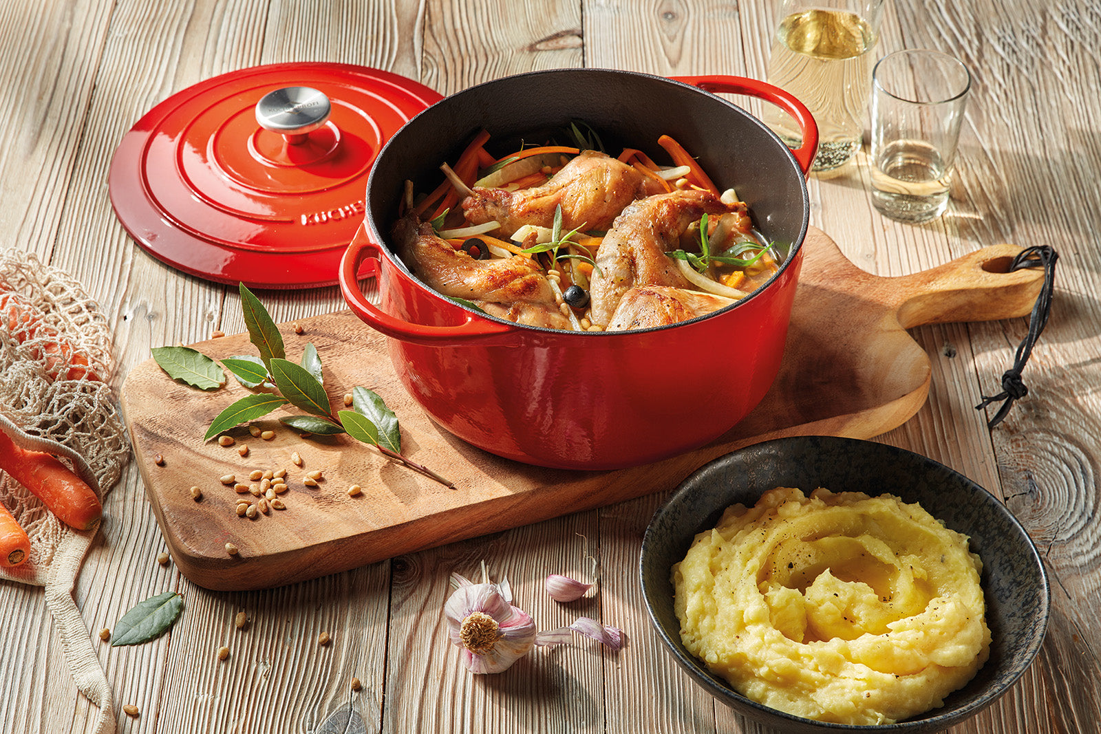 Kuchenprofi Provence Enameled Cast Iron Round Dutch Oven, 11" dia., 7 qt, Classic Red
