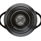 Kuchenprofi Provence Enameled Cast Iron Round Dutch Oven, 11" dia., 7 qt, Classic Black