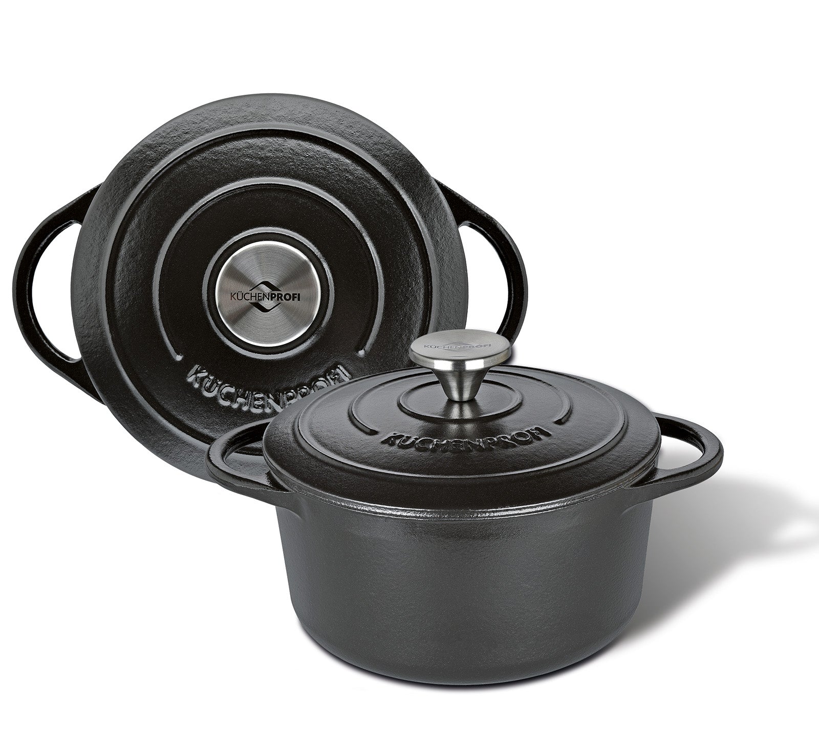 Kuchenprofi Provence Enameled Cast Iron Round Dutch Oven, 11" dia., 7 qt, Classic Black