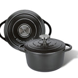 Kuchenprofi Provence Enameled Cast Iron Round Dutch Oven, 11" dia., 7 qt, Classic Black