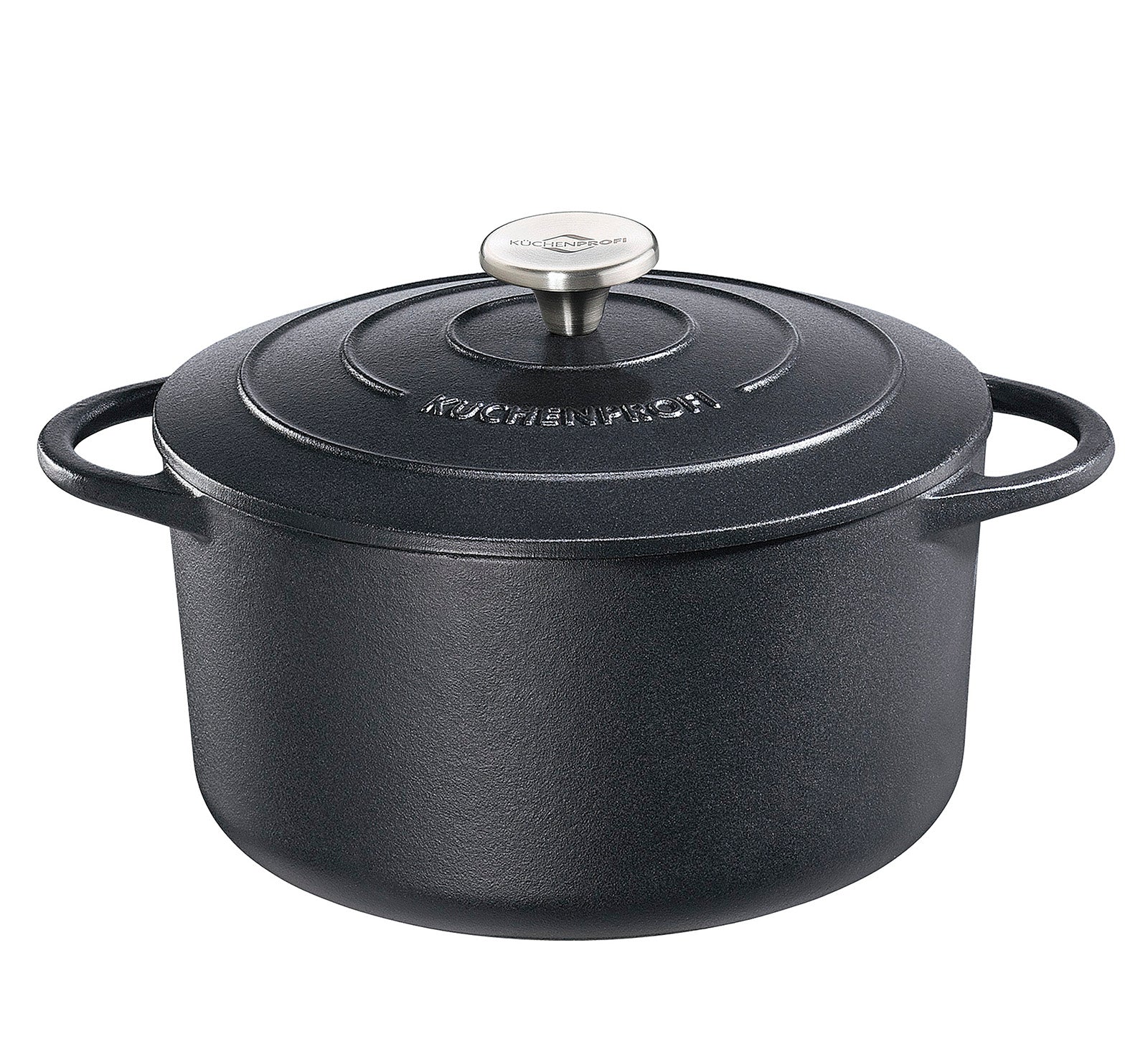 Kuchenprofi Provence Enameled Cast Iron Round Dutch Oven, 11" dia., 7 qt, Classic Black
