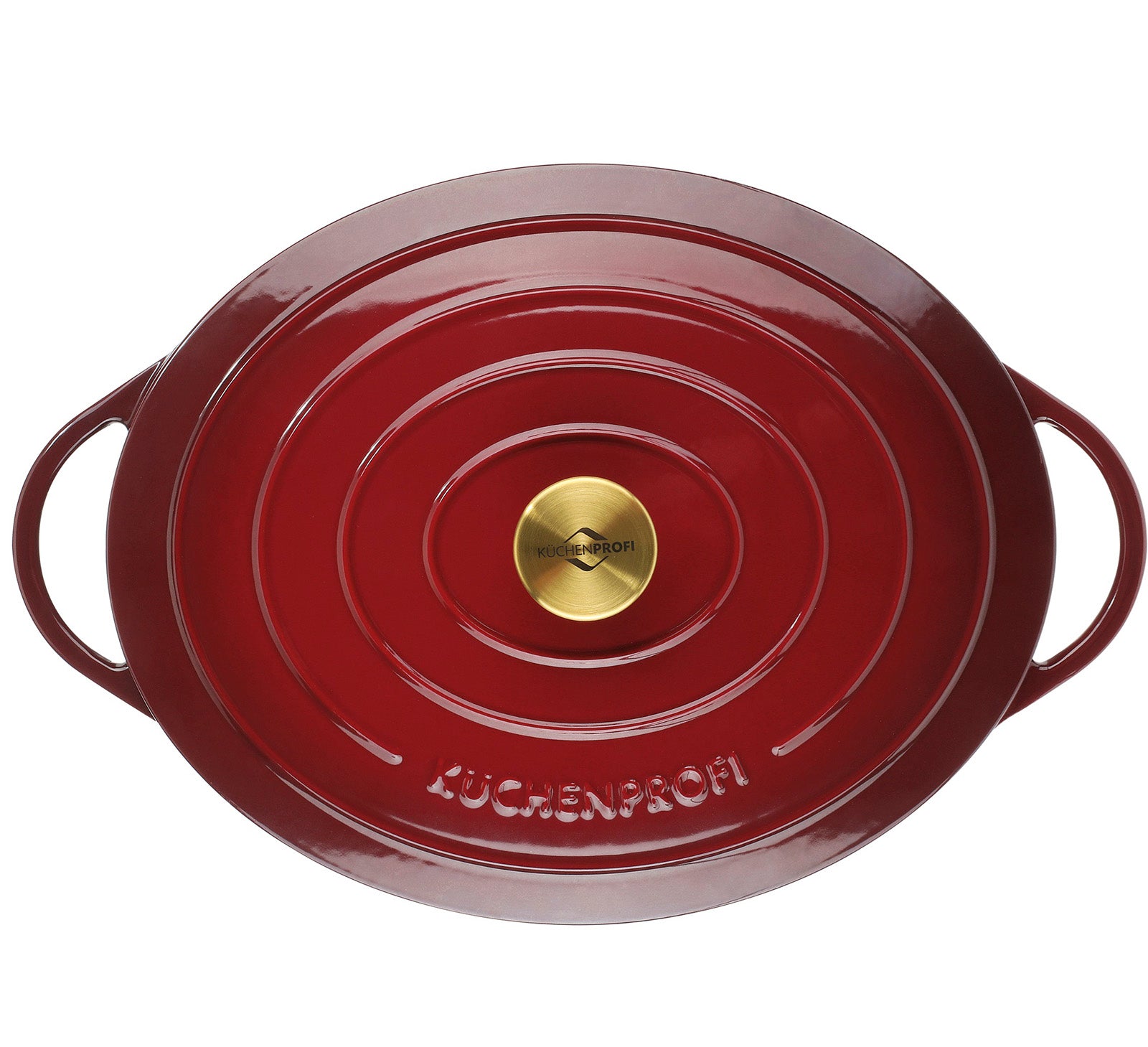 Kuchenprofi Provence Enameled Cast Iron Oval Dutch Oven, 13" L, 7.4 qt, Burgundy