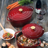 Kuchenprofi Provence Enameled Cast Iron Oval Dutch Oven, 13" L, 7.4 qt, Burgundy