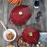 Kuchenprofi Provence Enameled Cast Iron Oval Dutch Oven, 13" L, 7.4 qt, Burgundy