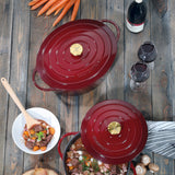Kuchenprofi Provence Enameled Cast Iron Oval Dutch Oven, 13" L, 7.4 qt, Burgundy