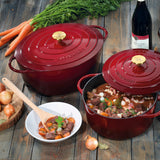 Kuchenprofi Provence Enameled Cast Iron Oval Dutch Oven, 13" L, 7.4 qt, Burgundy