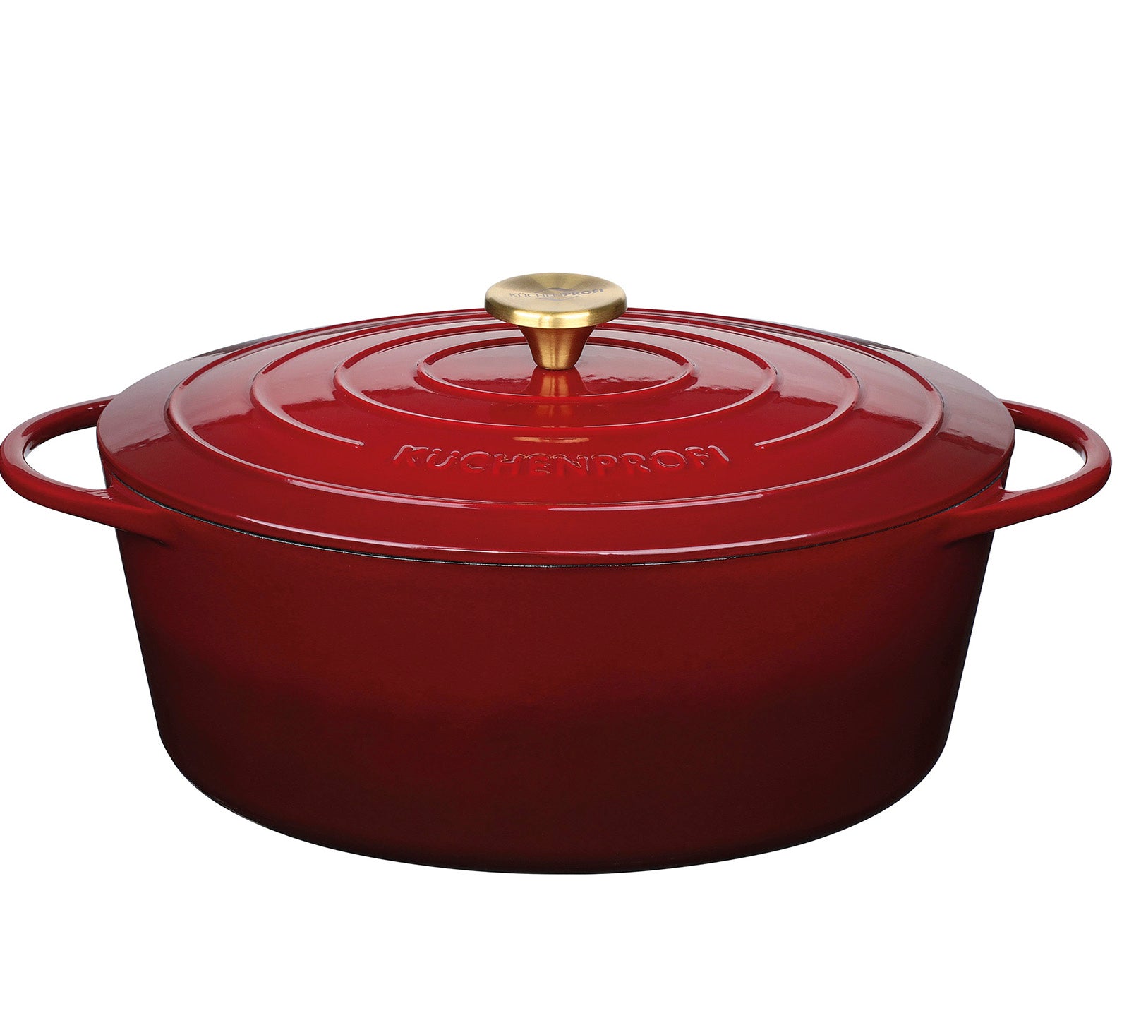 Kuchenprofi Provence Enameled Cast Iron Oval Dutch Oven, 13" L, 7.4 qt, Burgundy