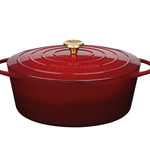 Kuchenprofi Provence Enameled Cast Iron Oval Dutch Oven, 13" L, 7.4 qt, Burgundy