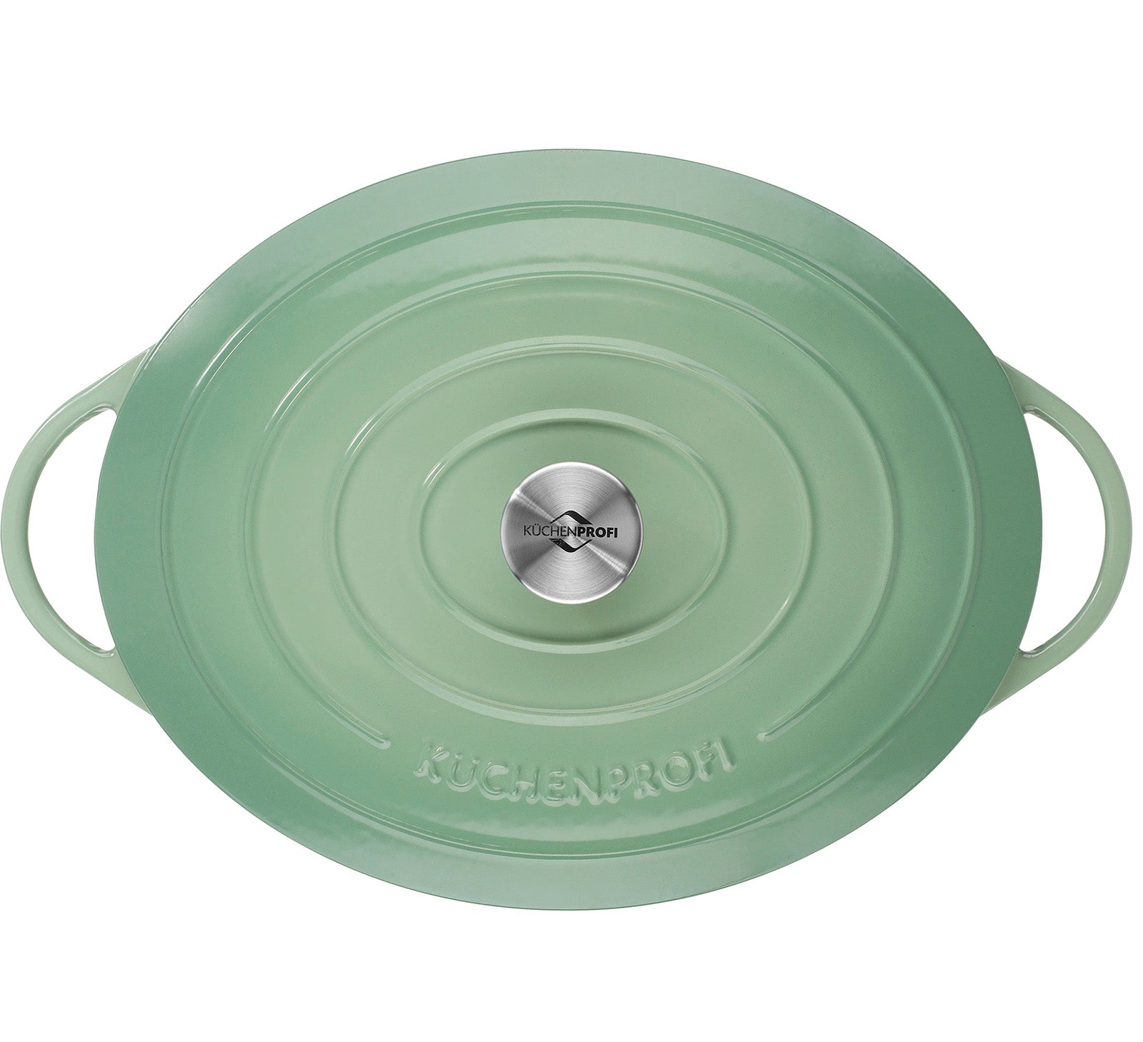 Kuchenprofi Provence Enameled Cast Iron Oval Dutch Oven, 13" L, 7.4 qt, Jade