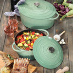 Kuchenprofi Provence Enameled Cast Iron Oval Dutch Oven, 13" L, 7.4 qt, Jade