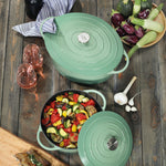 Kuchenprofi Provence Enameled Cast Iron Oval Dutch Oven, 13" L, 7.4 qt, Jade