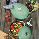 Kuchenprofi Provence Enameled Cast Iron Oval Dutch Oven, 13" L, 7.4 qt, Jade