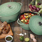 Kuchenprofi Provence Enameled Cast Iron Oval Dutch Oven, 13" L, 7.4 qt, Jade