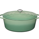 Kuchenprofi Provence Enameled Cast Iron Oval Dutch Oven, 13" L, 7.4 qt, Jade