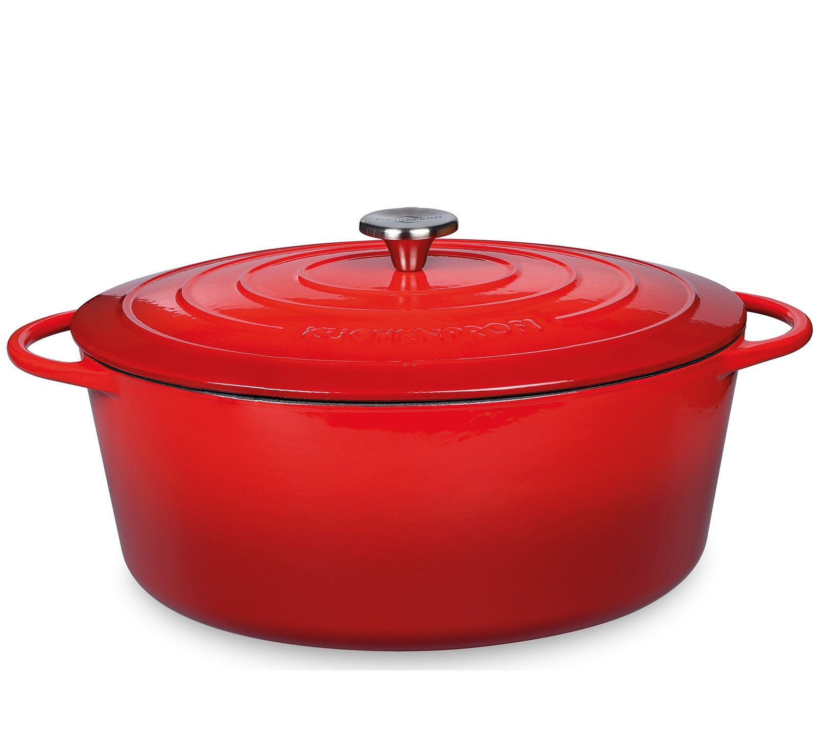 Kuchenprofi Provence Enameled Cast Iron Oval Dutch Oven, 13" L, 7.4 qt, Classic Red