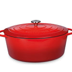 Kuchenprofi Provence Enameled Cast Iron Oval Dutch Oven, 13" L, 7.4 qt, Classic Red