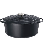 Kuchenprofi Provence Enameled Cast Iron Oval Dutch Oven, 13" L, 7.4 qt, Classic Black